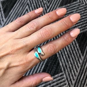Genuine Sterling Silver&Turquoise Love Birds Ring